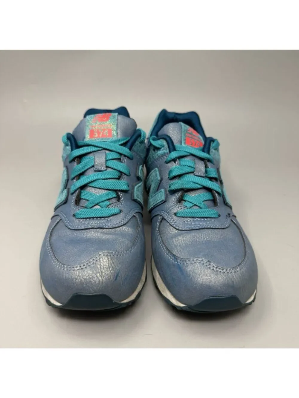 New Balance 574 Core Classic Low Top Running Shoes Womens Size 5 Teal Blue